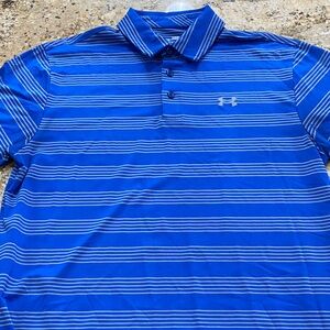 Under Armour Men's Vibrant Blue Polo with Stripes